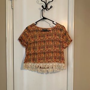 Aztec Boutique Fringe Crop Top
